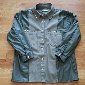 Zara studded shacket olive green women's  L